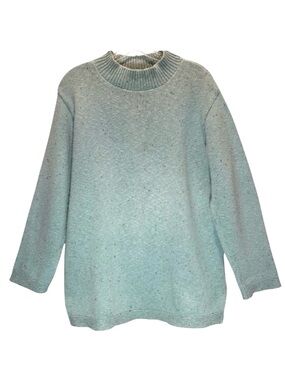 VTG Willow Light Teal Relaxed Fit Cotton Mock Turtleneck Sweater - Medium